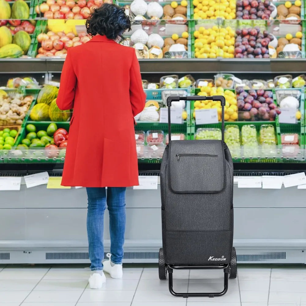 HOME - 2 in 1 Shopping Cart for Groceries, 330 lbs Grocery Cart on Wheels, Foldable Utility Carts with Wheels,