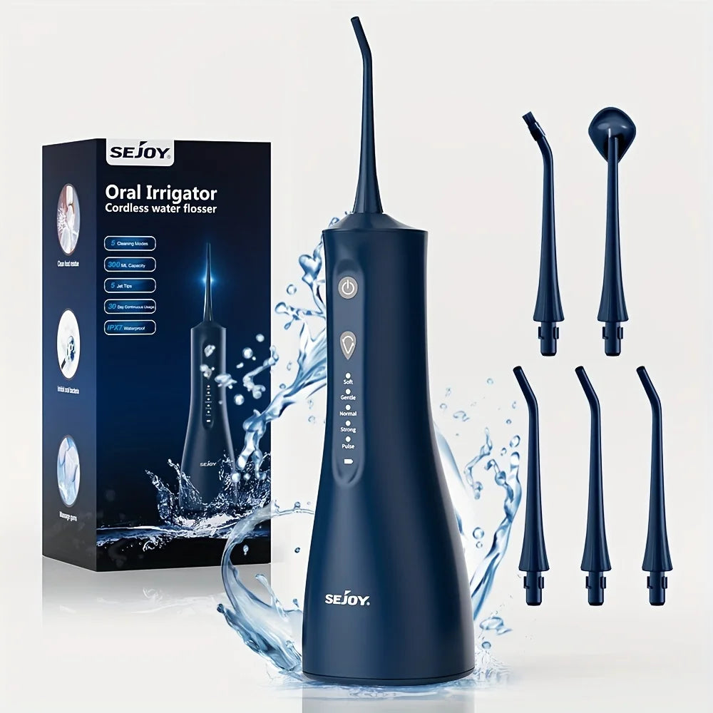 SEJOY Dental Oral Irrigator USB Rechargeable Teeth Cleaner Portable Dental Water Flosser 5 Modes IPX7 Mouth Washing Machine