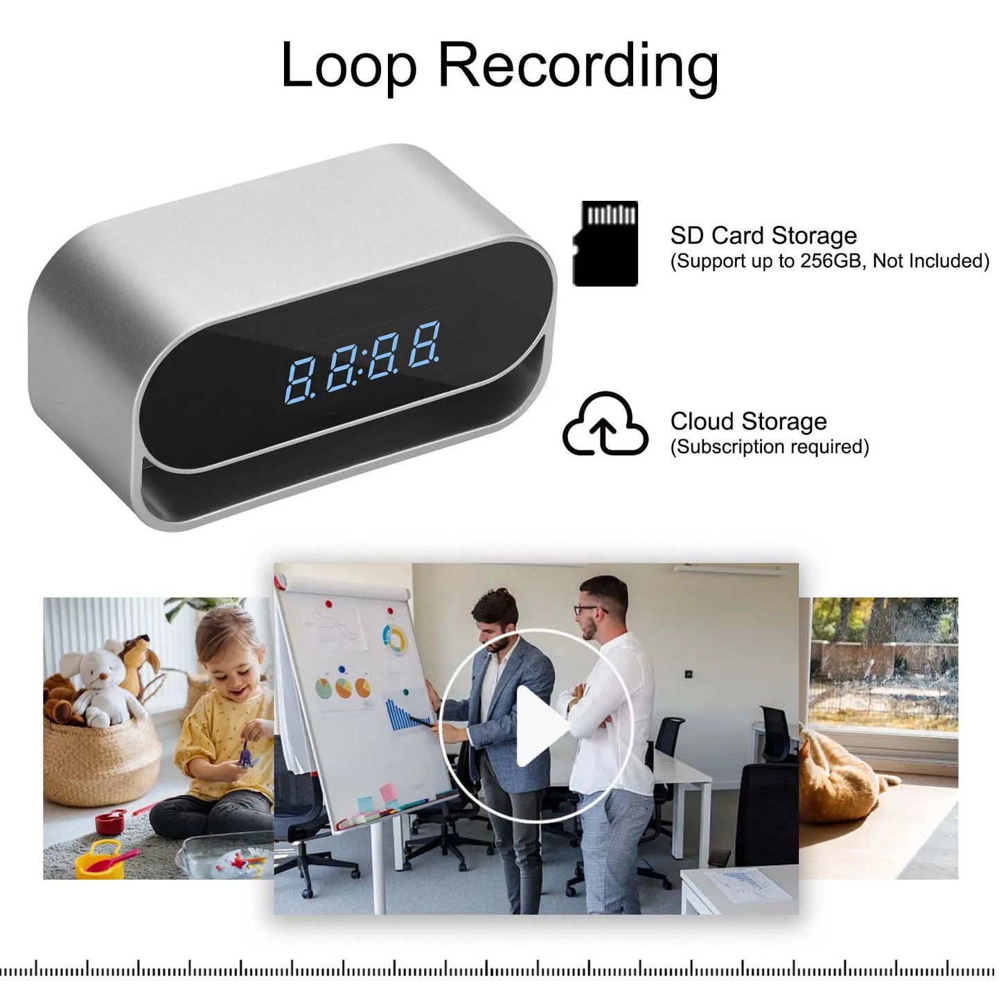 Ouvis 4K Camera Clock With WiFi Night Vision Recording