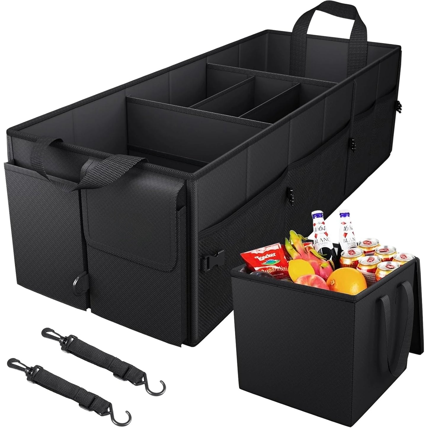 Trunk Organizer With Insulated Leakproof Cooler Bag 98L