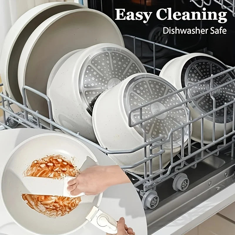 White 15pcs Pot And Pan Set Non-stick, Kitchen Cookware Set With Removable Handle, PFAS And PFOA Free, Kitchenware, Gift