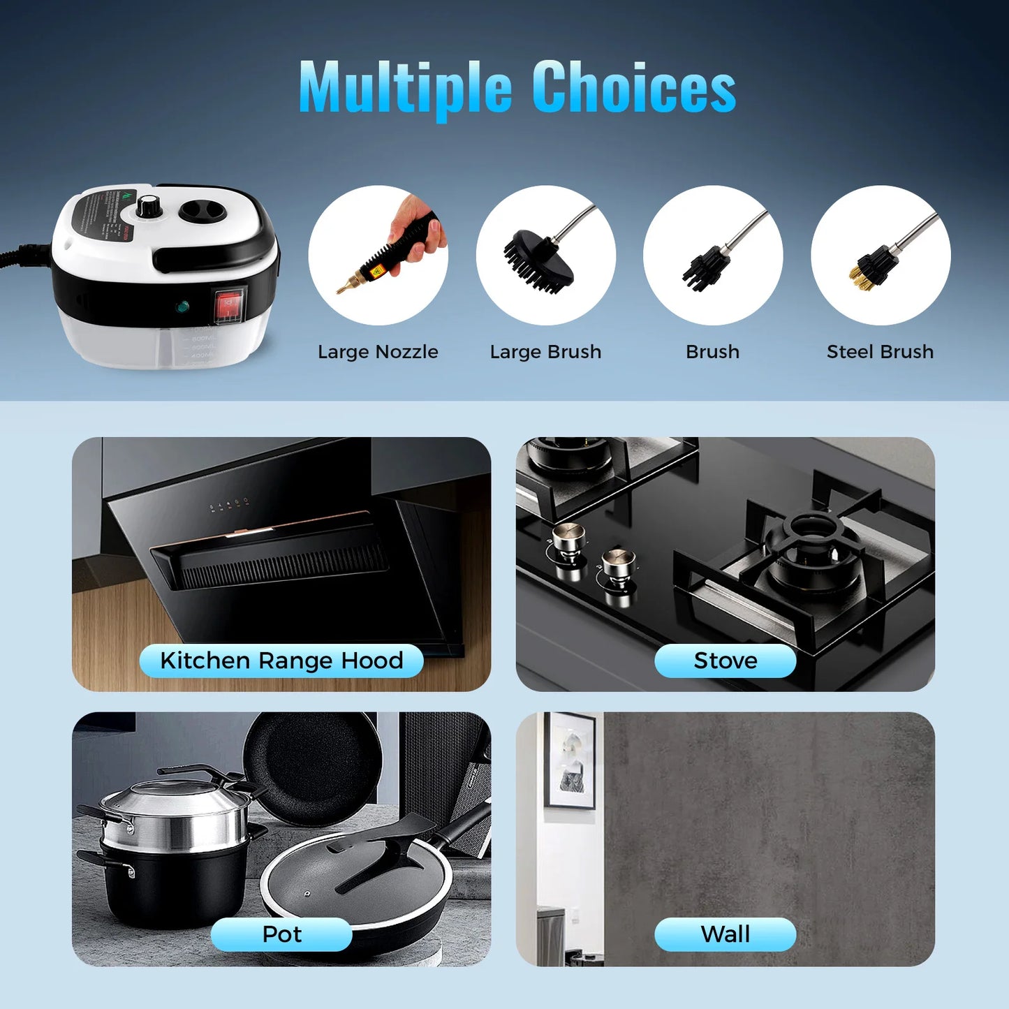 2500W Household Handheld High Temp Steam Cleaner Car Detailing Cleaning Machine for Household Items, Bottles, and More