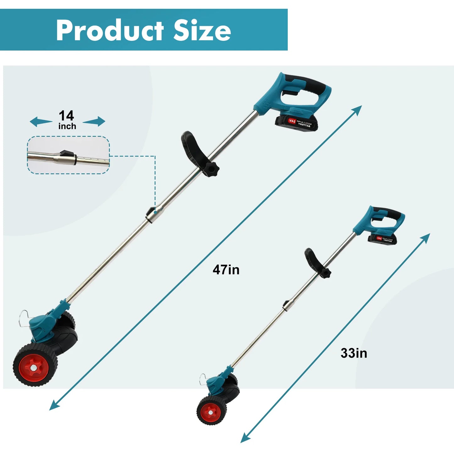 Grass Trimmer Cordless Weed 3-in-1 21V Portable Electric Brush Cutter 2 Batteries & Charger 2600mAh for Garden Yard Weed