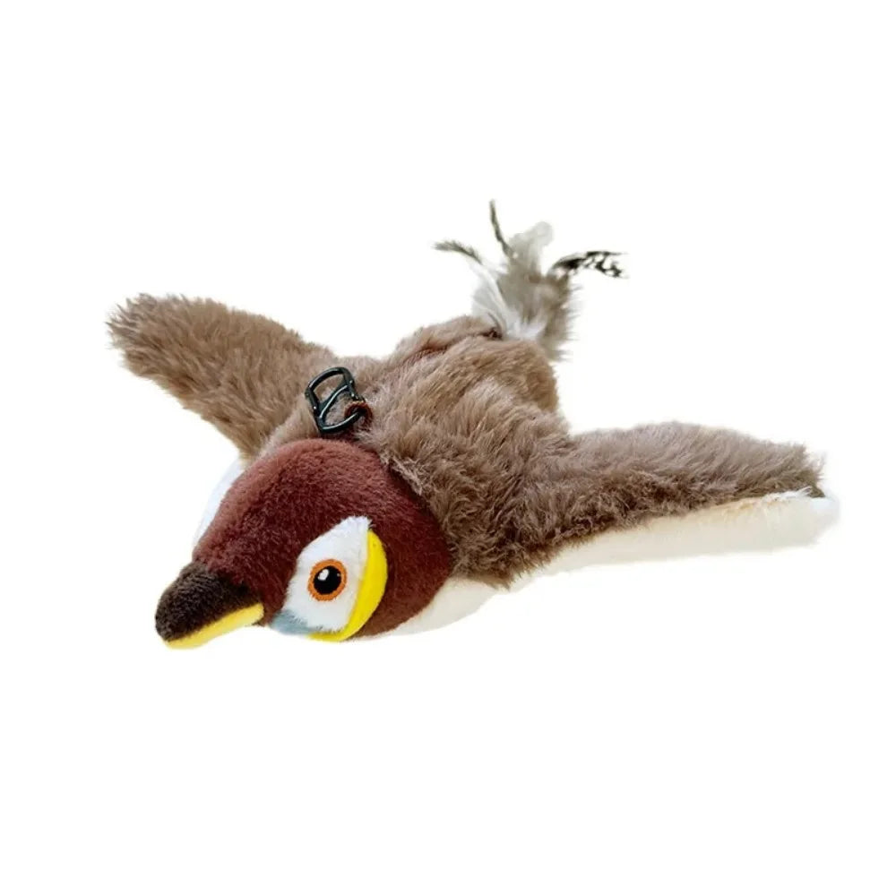 Hot Cat Interactive Toy - Electric Flapping Bird, USB Rechargeable, Touch-Activated Squeaky Plush w/Catnip for Cats & Small Dogs