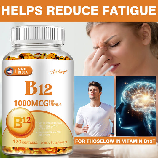 Vitamin B12 500mcg - Energy Metabolism, Support Nervous System, Relieve Fatigue,Sleep Health, Improve Mood - 120 Capsules