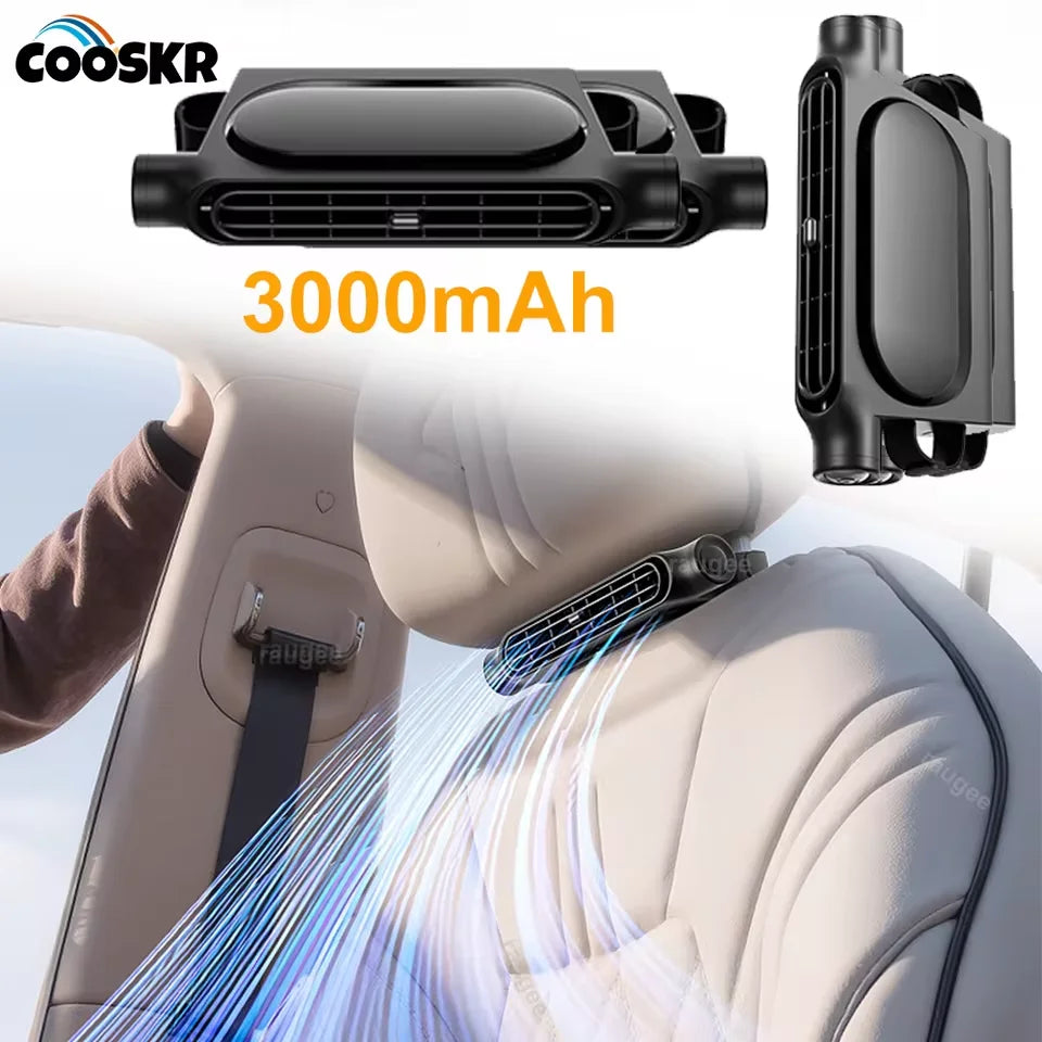 Portable Car Seat Fan 3 Speeds Adjustable Car Headrest Cooling Fan 5V USB Powered Car Rear Backrest Fan Car Interior Accessories