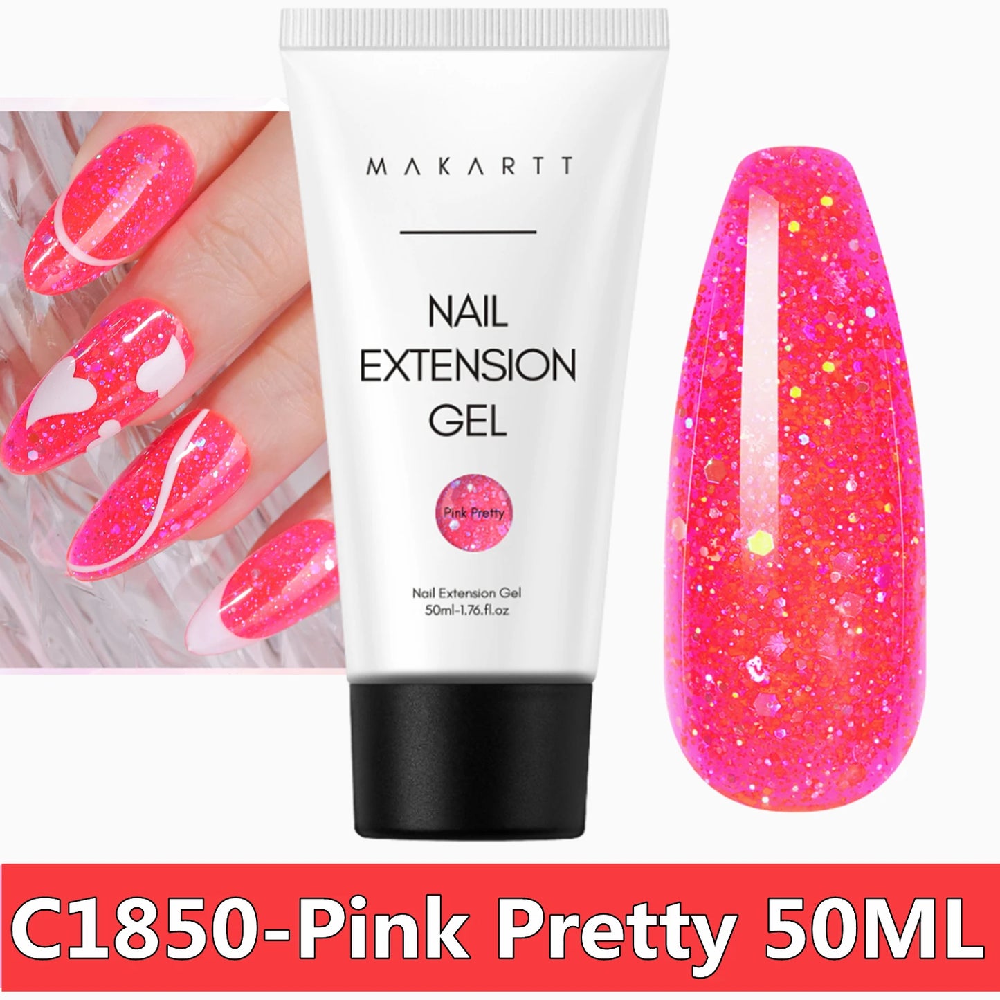 Makartt Poly Nail Extension Gel for Nails ,Clear Pink Builder & Sculting Soak Off Hard Gel for Strong Natural Look for Beginer