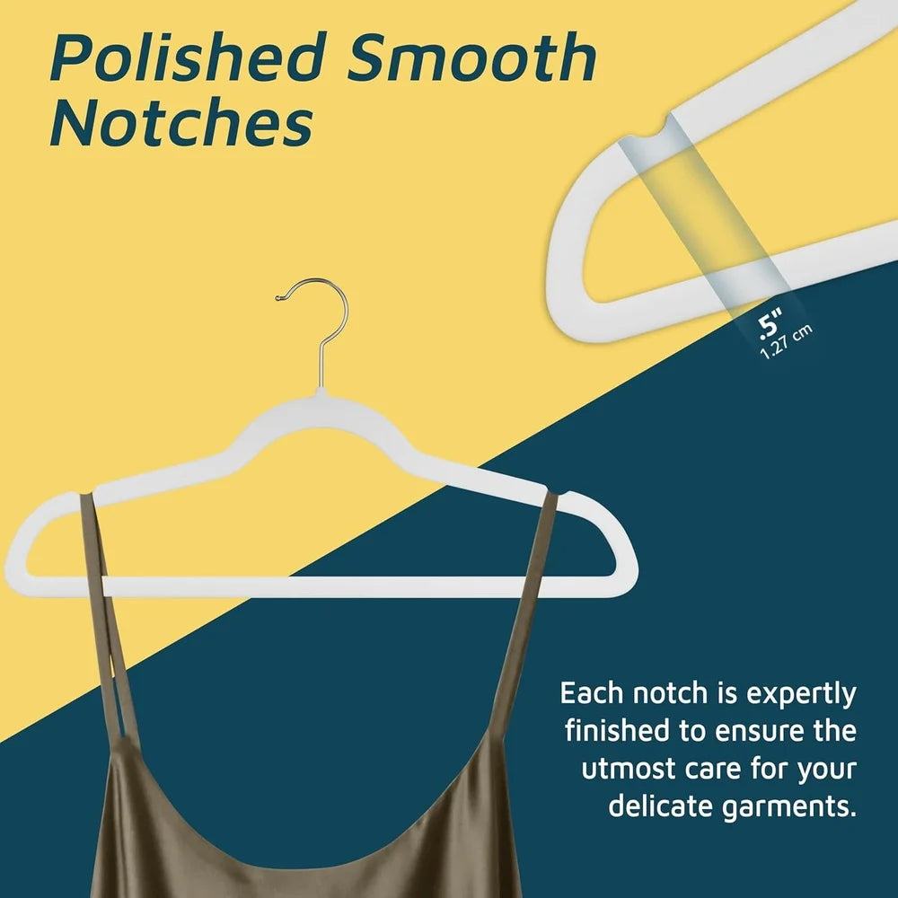 Velvet Clothes Hangers 360 Degree Swivel Hook Non-Slip Shoulder Notch Heavy Duty 10 lbs Capacity Wardrobe Organizer Set of 5