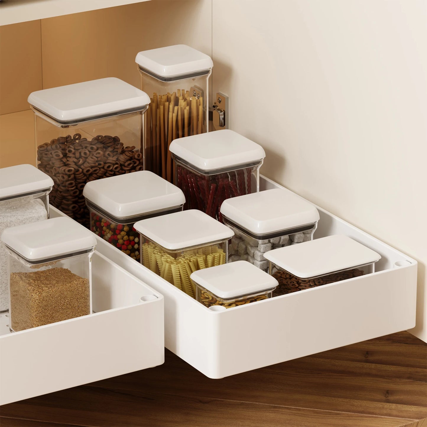 2Pcs Pull-Out Cabinet Organizer – No-Punch Slide-Out Racks for Kitchen, Bathroom, Pantry, and Cabinets, Home Storage Solution