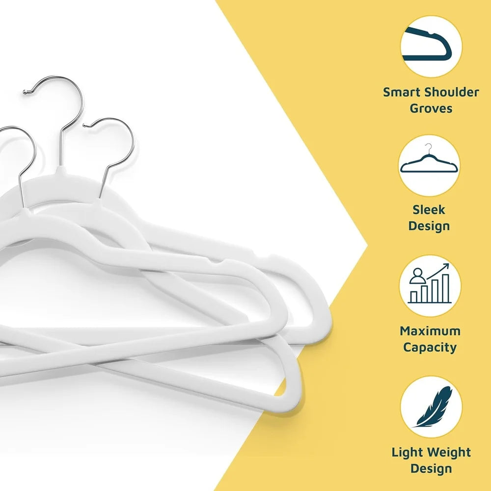 Velvet Clothes Hangers 360 Degree Swivel Hook Non-Slip Shoulder Notch Heavy Duty 10 lbs Capacity Wardrobe Organizer Set of 5