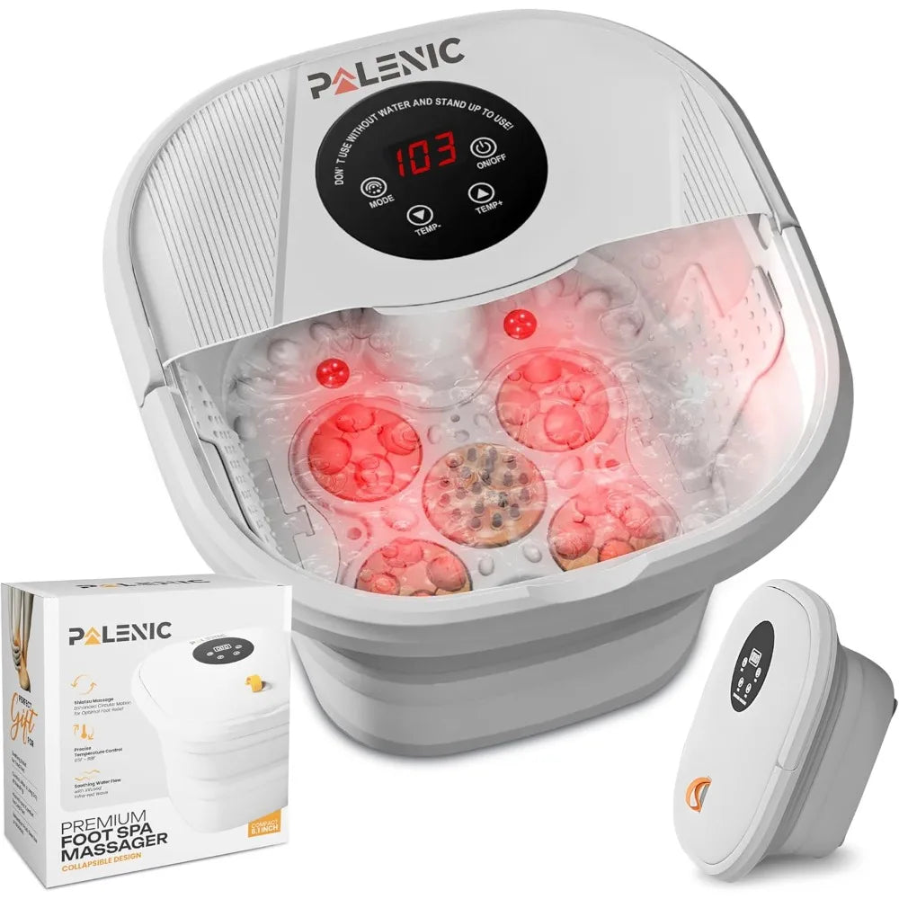 NEW - Collapsible Foot Spa Bath Massager with 2025 Upgraded Rotary Shiatsu Taiji Pad for Comfort, Heat