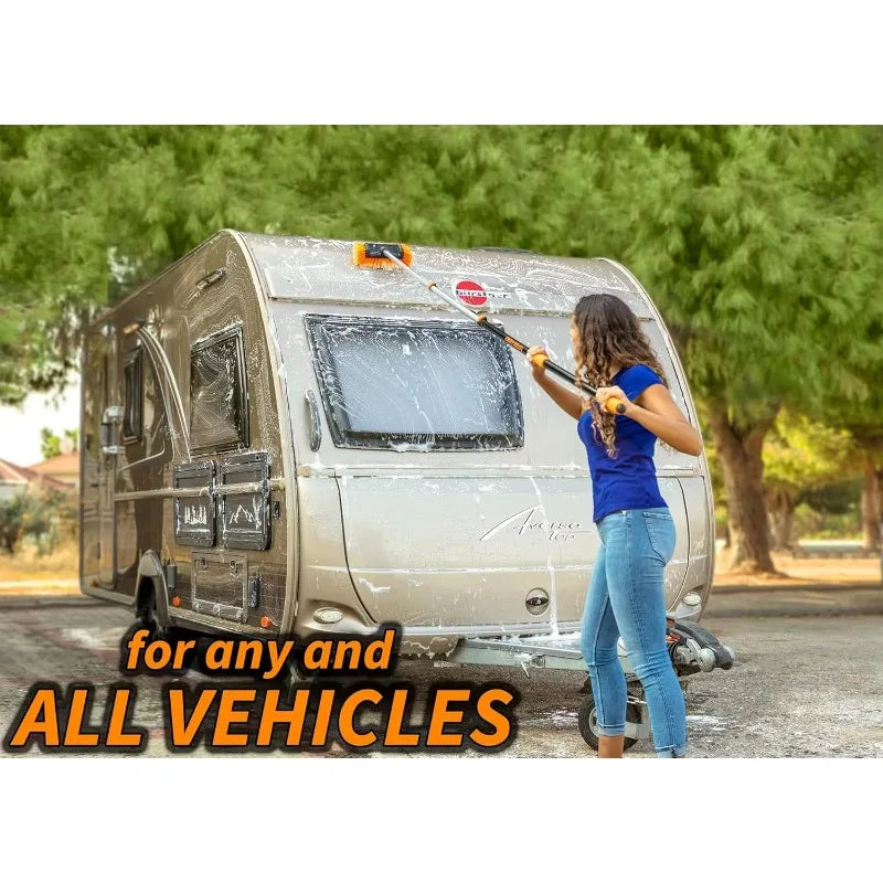 Popular.Car Wash Kit with 5-12 ft Extension Pole Car Washing Brushes Set with Telescopic pole  Microfiber Wash Mop Soft Wash Bru