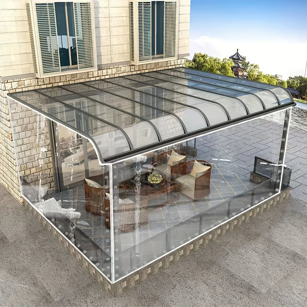 Transparent Rainproof Tarp with Triple Sealing Rings - Ultimate for Multiple Outdoor Scenarios! Ideal for Patio Shading, Wind Protection