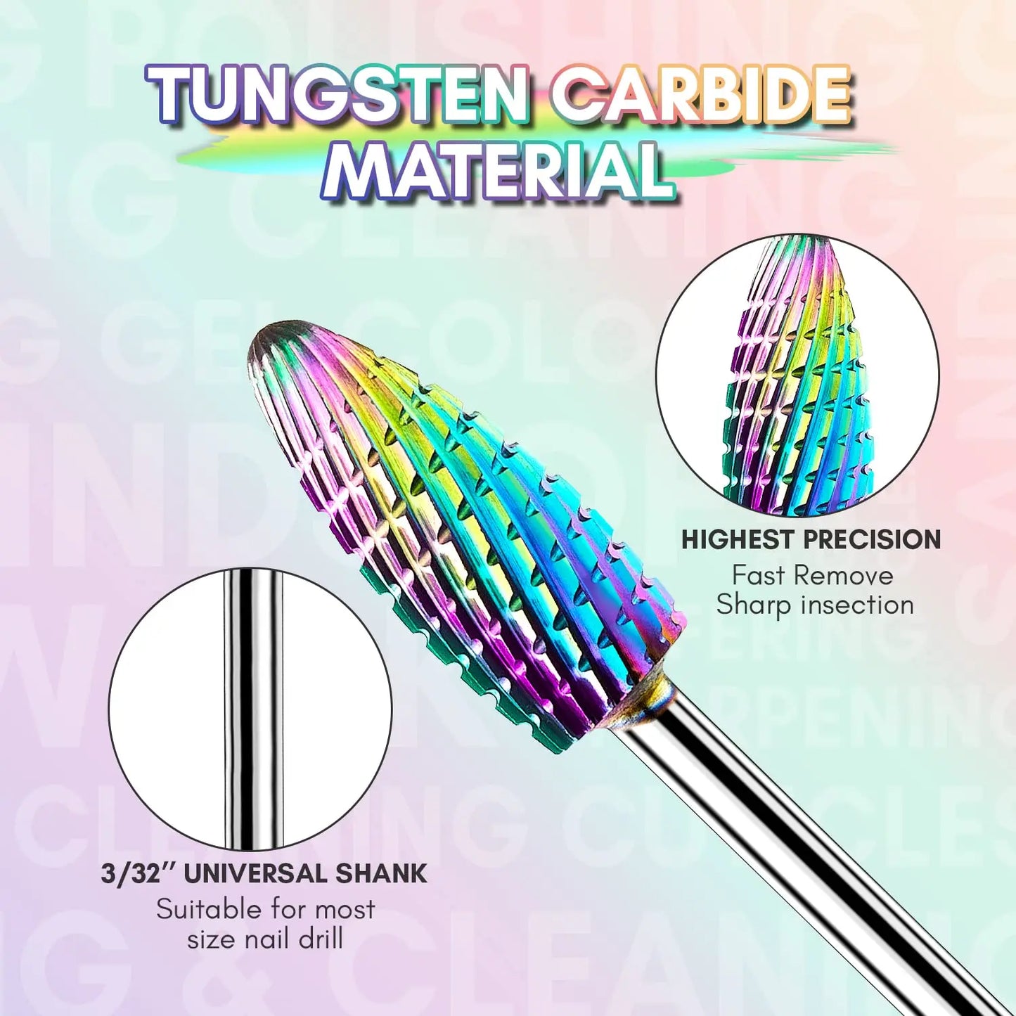 Makartt Nail Drill Bits Set, 10Pcs Tungsten Carbide Nail Drill Bits Remove Acrylic Poly Nail Gel Nail Polish 3/32 inch