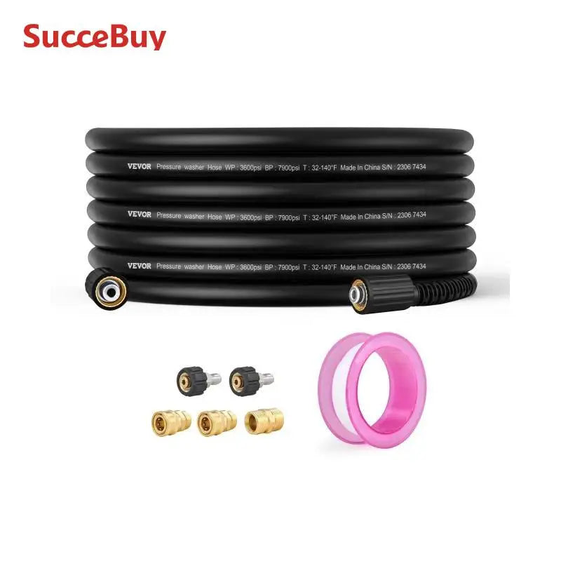SucceBuy Pressure Washer Hose Kink Free M22-14mm Brass Thread Replacement For Most Brand Pressure Washers 3/4'' Bending Radius
