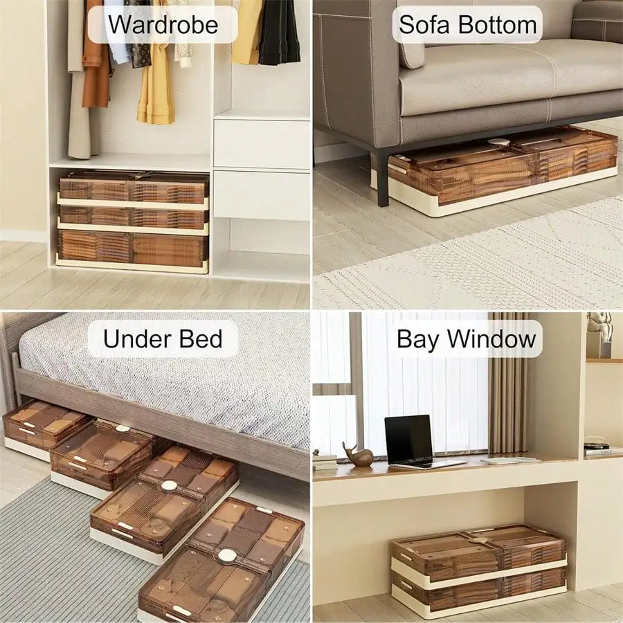 Under Bed Storage,1Pack Stackable Bed Storage With Wheels Installation-Free Under Bed Storage Containers Insect-Proof