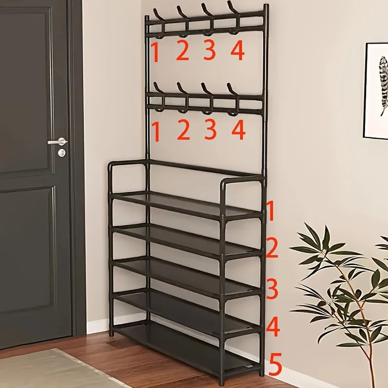 Clothes Hanger Multi-Layer Shoe Rack Doorway DIY Hat And Shoes Shelf Simple Floor-Standing Living Room Organizer Storage Racks