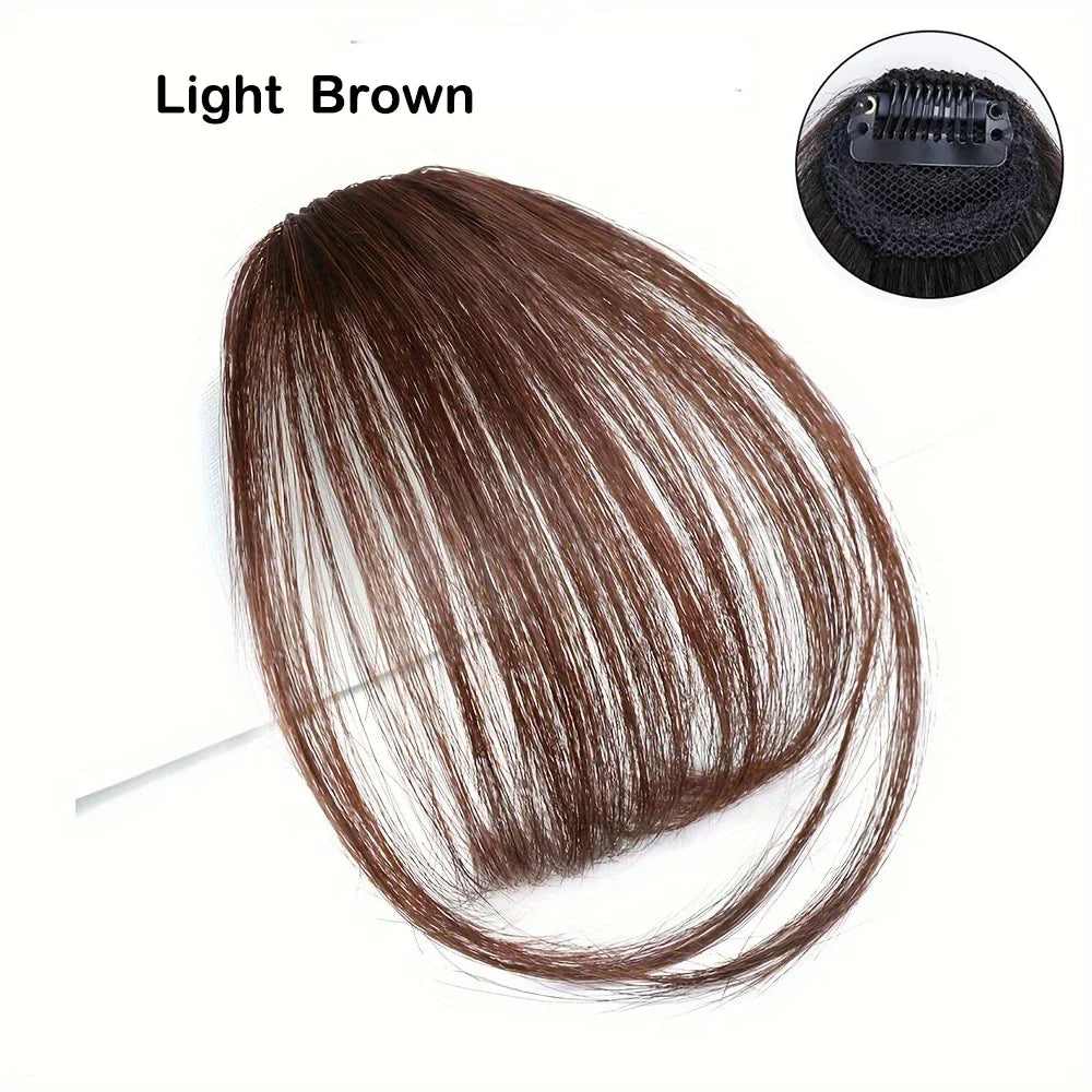 Sunslymei Fake Synthetic Air Bangs Clip-In Hair Extension Fringe False Blunt Hairpiece for Women Clip In Front Hair Bangs