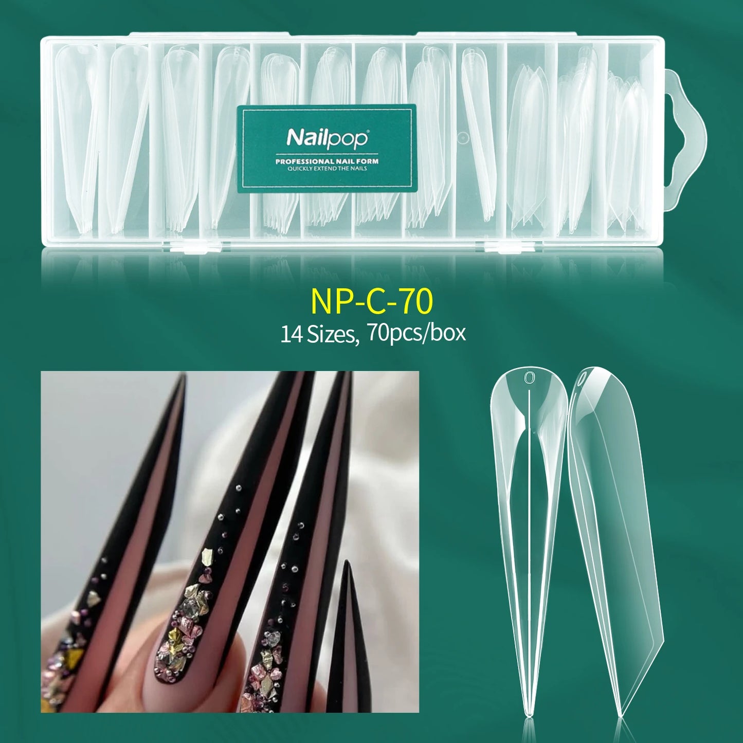 Nailpop Dual Forms 150pcs Quick Building UV Gel Molds Reusable Full Coverage Acrylic Top Extension Forms Poly Nail Gel Molds