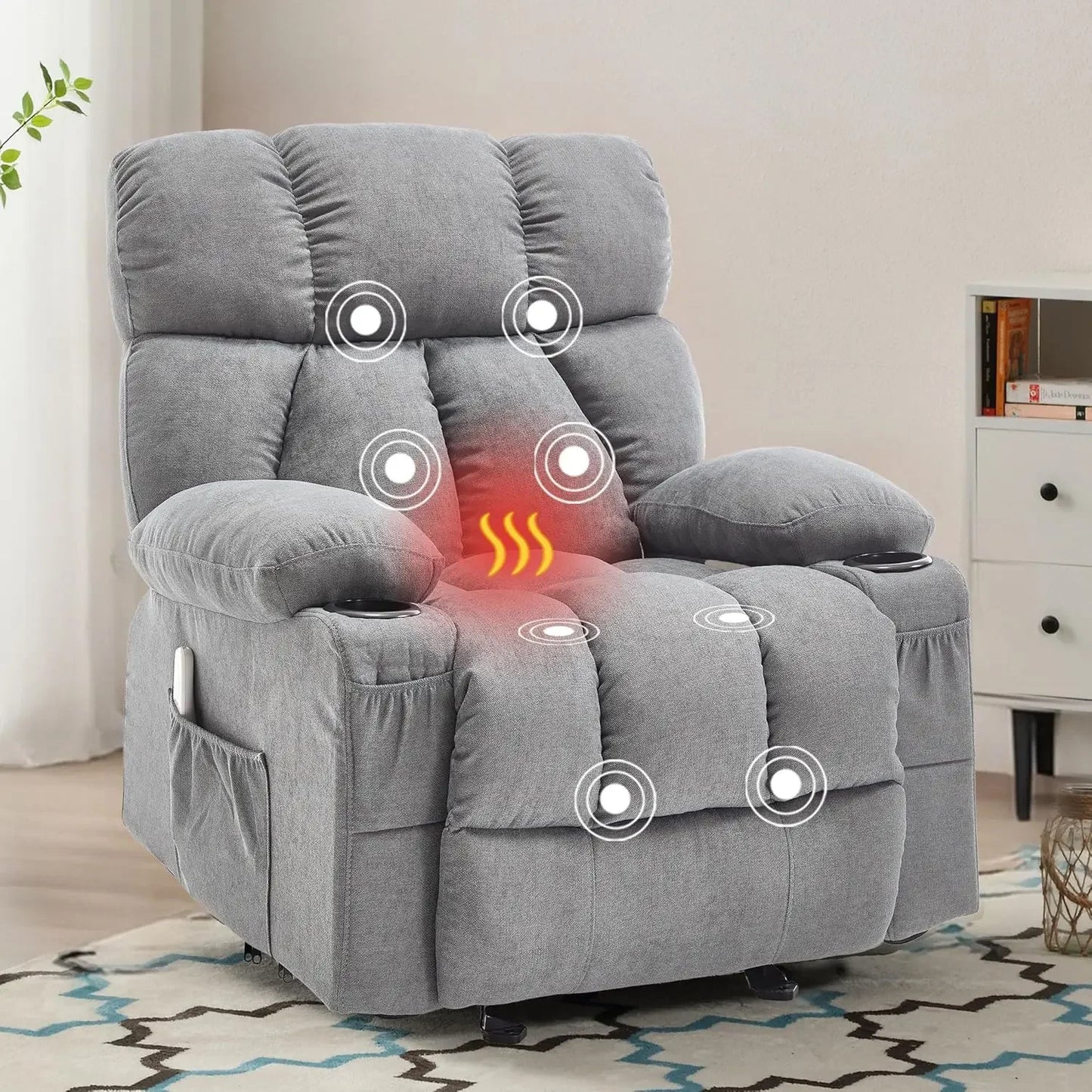 Massage Rocker Recliner Chair with Heat and Vibration Ergonomic Rocking Lounge Chair for Living Room.
