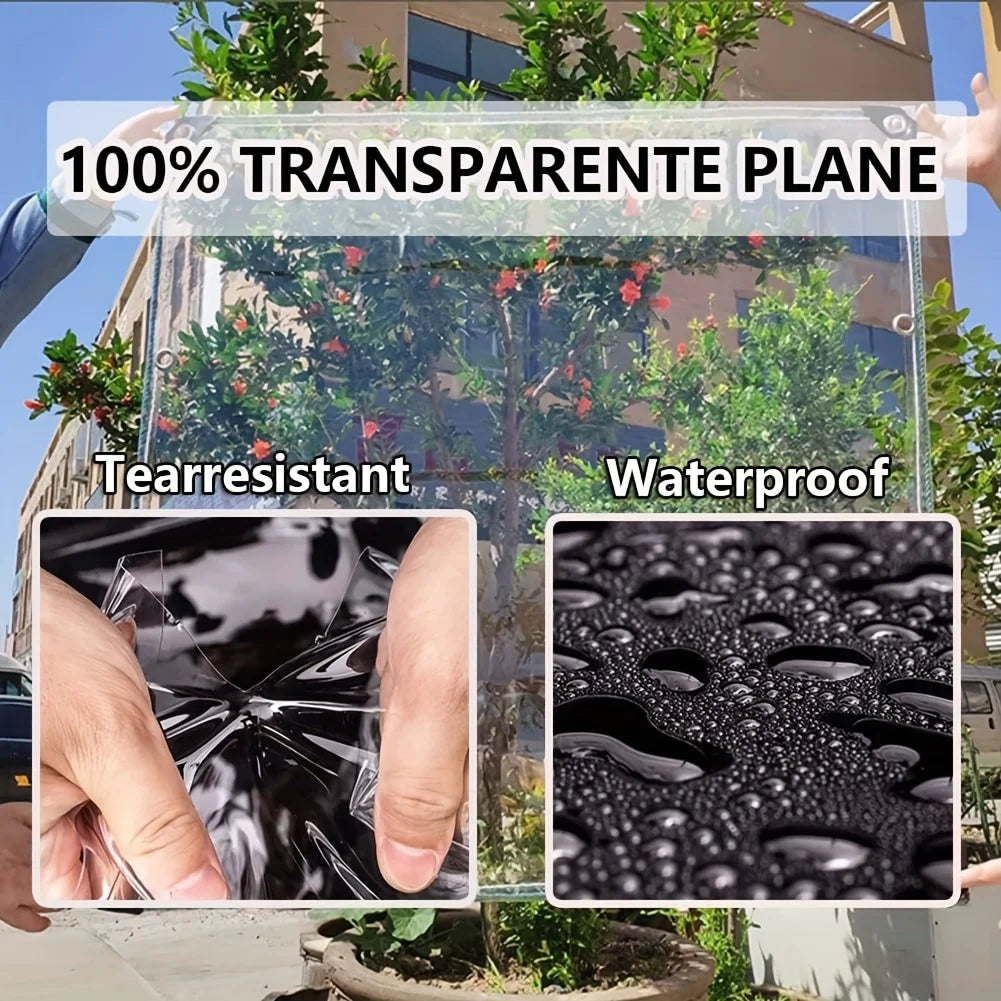 Transparent Rainproof Tarp with Triple Sealing Rings - Ultimate for Multiple Outdoor Scenarios! Ideal for Patio Shading, Wind Protection