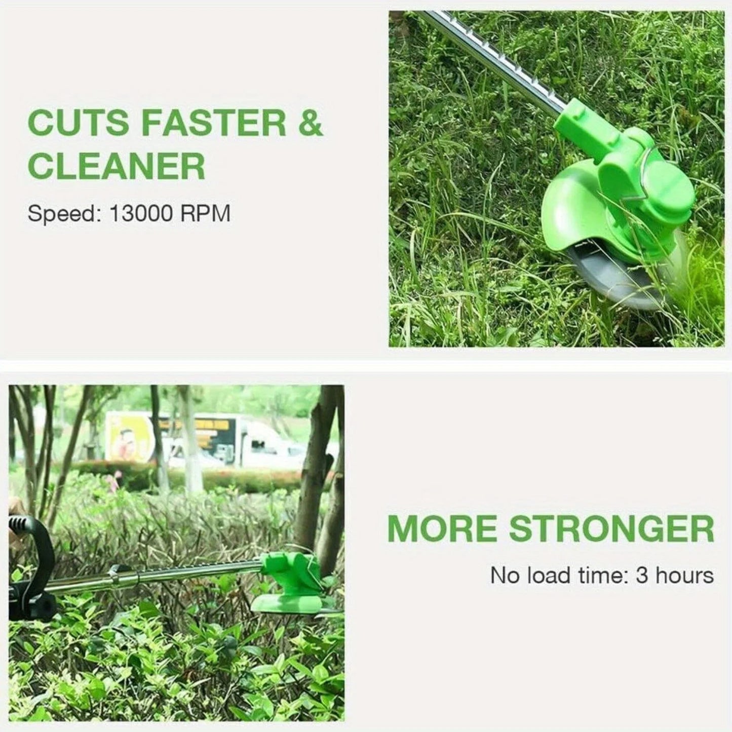 Weed Wacker Battery Operated, 600W Cordless Grass Trimmer 51" Height Adjustable Brush Cutter with 8 Blades and 2 * 24V Batteries