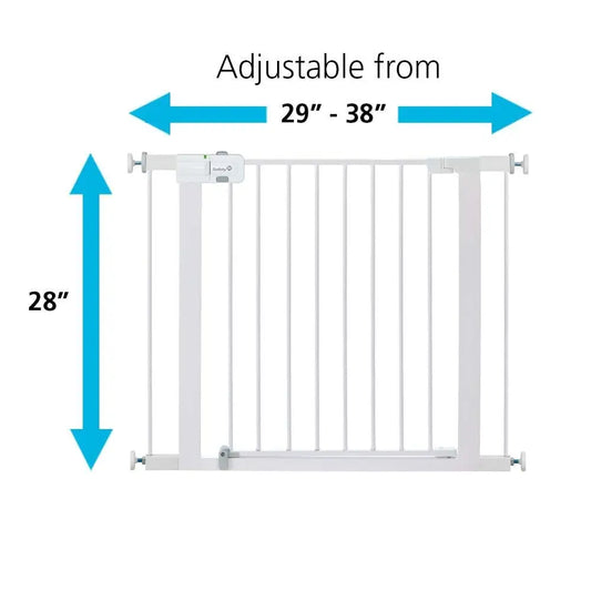 Easy Install Walk Thru Baby Gate for Doorways, Gate With Door, Dog Gates, Fits 29"-38", Easy Install 28" Tall, White