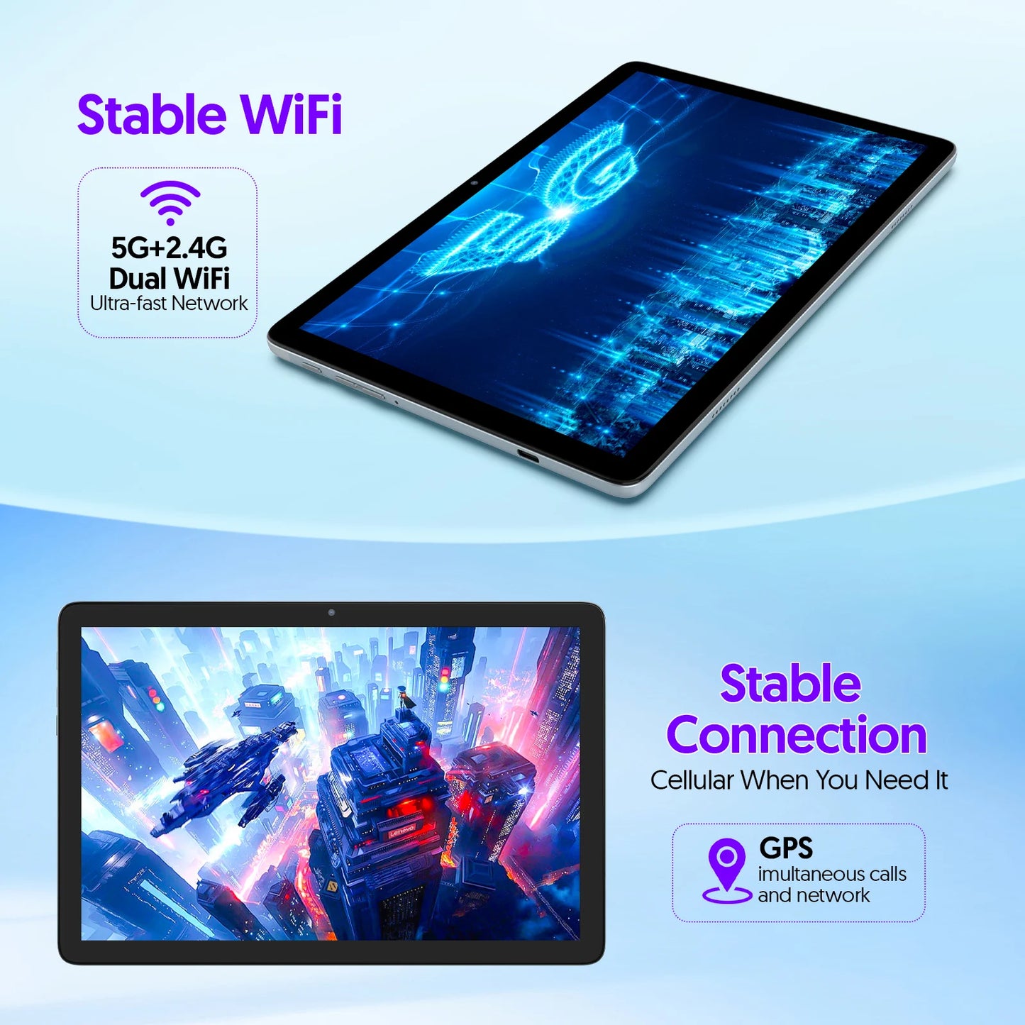 BAKEN Android Tablet Octa Core 8000mAh 128GB Storage