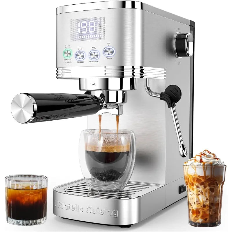 Machine 20 Bar Temperature Control LED Display Expresso Machine for Home with Steam Milk Frother for Cappuccino Latte S