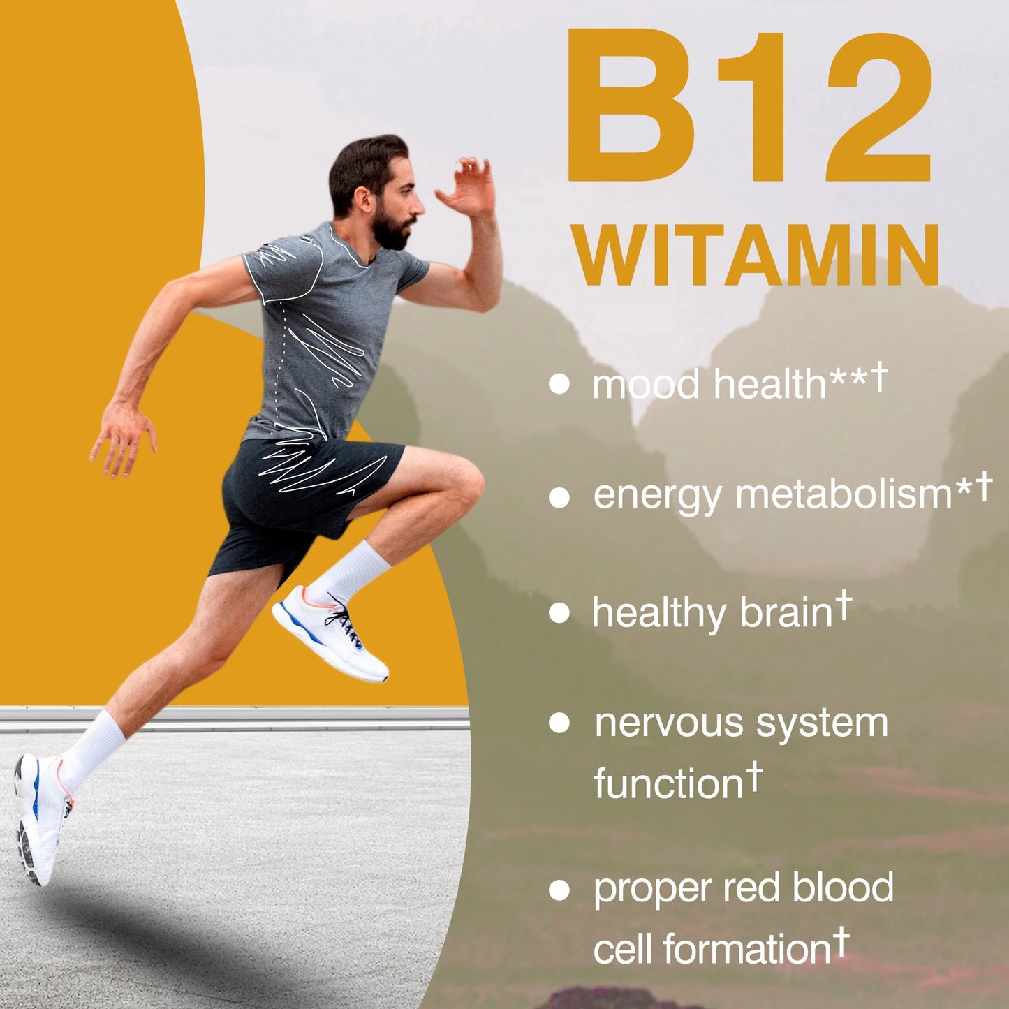 Vitamin B12 500mcg - Energy Metabolism, Support Nervous System, Relieve Fatigue,Sleep Health, Improve Mood - 120 Capsules