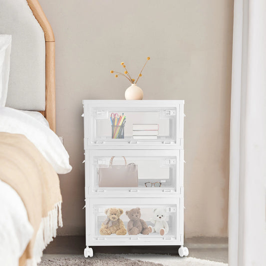 Plastic Storage Box with Lid, Three-Layer Storage Box with Lid, Used to Store Books, Towels, Snacks, Sundries