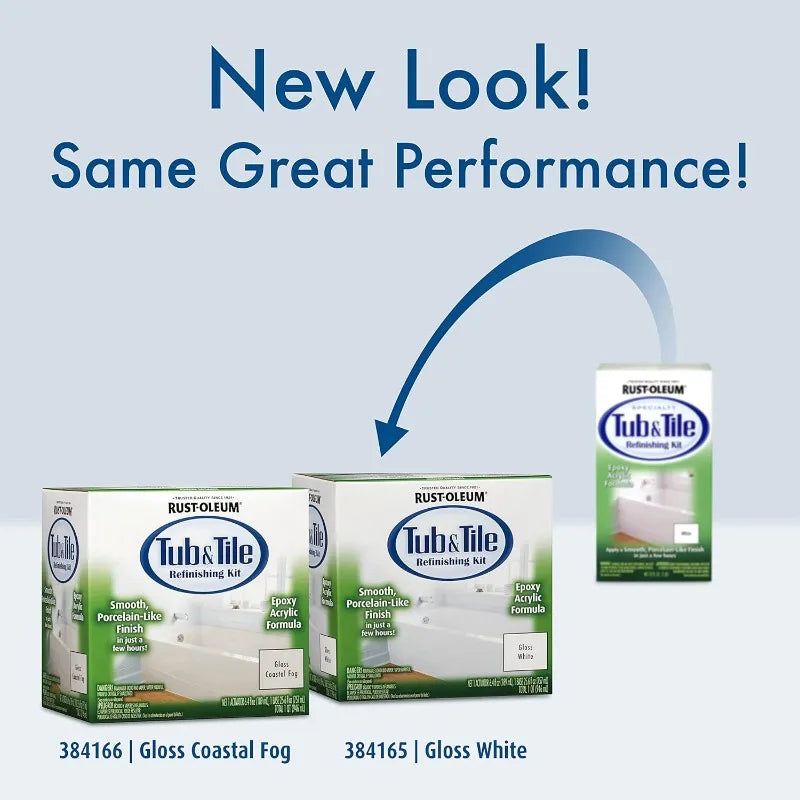 384166 Acrylic Tub and Tile Refinishing 2-Part Kit, Gloss Coastal Fog