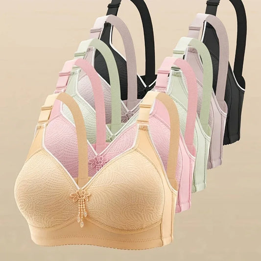 5-Piece Women's Wire-Free Underwear: Printed Lightly Padded Adjustable Push-Up Bras