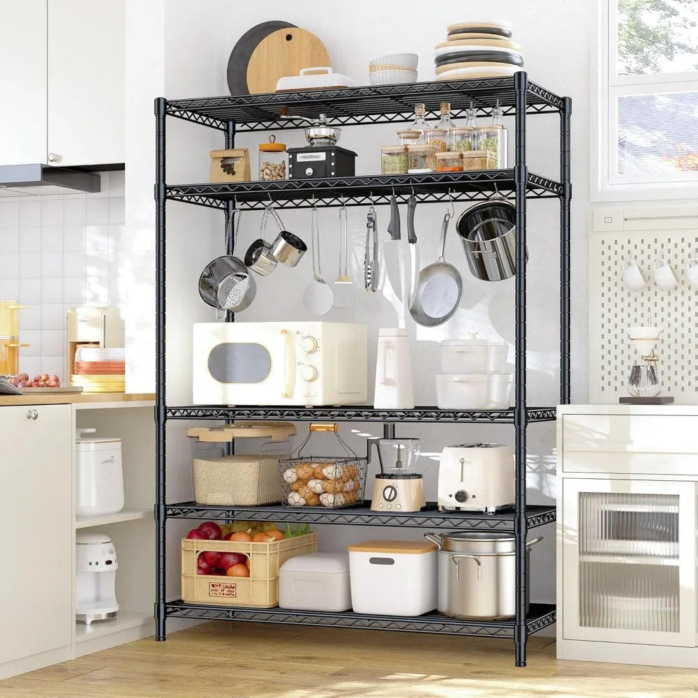 Hign-concerned Storage Shelves 5 Tier Wire Unit For Kitchen