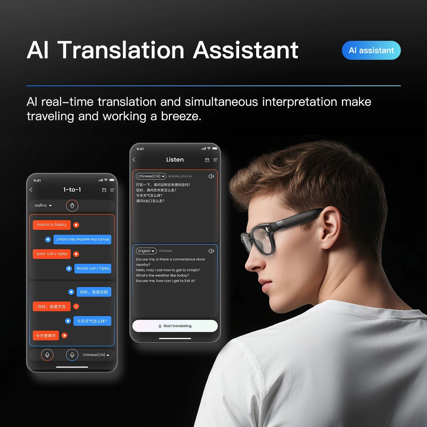 EIGIIS New 800w Pixel AI Smart Glasses With Ai Camera For Highdefinition Photography Video Recording Voice Calls And Translation