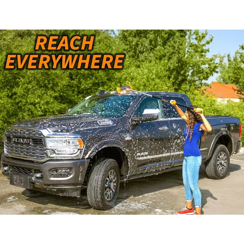 Popular.Car Wash Kit with 5-12 ft Extension Pole Car Washing Brushes Set with Telescopic pole  Microfiber Wash Mop Soft Wash Bru
