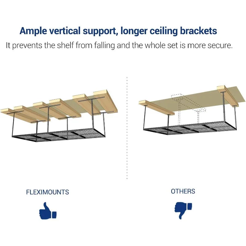 4x8 Overhead Garage Storage Rack, Adjustable Garage Storage Organization Systerm, Heavy Duty Metal Garage Ceiling St
