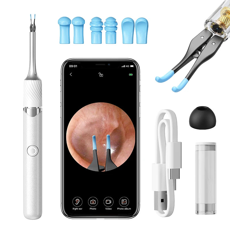 Ear Wax Removal 2-in-1 Visual Otoscope Ear Cleaner Tweezers with 6 Ear Spoon Earwax Removal Kit with Light  Ear Cleaner