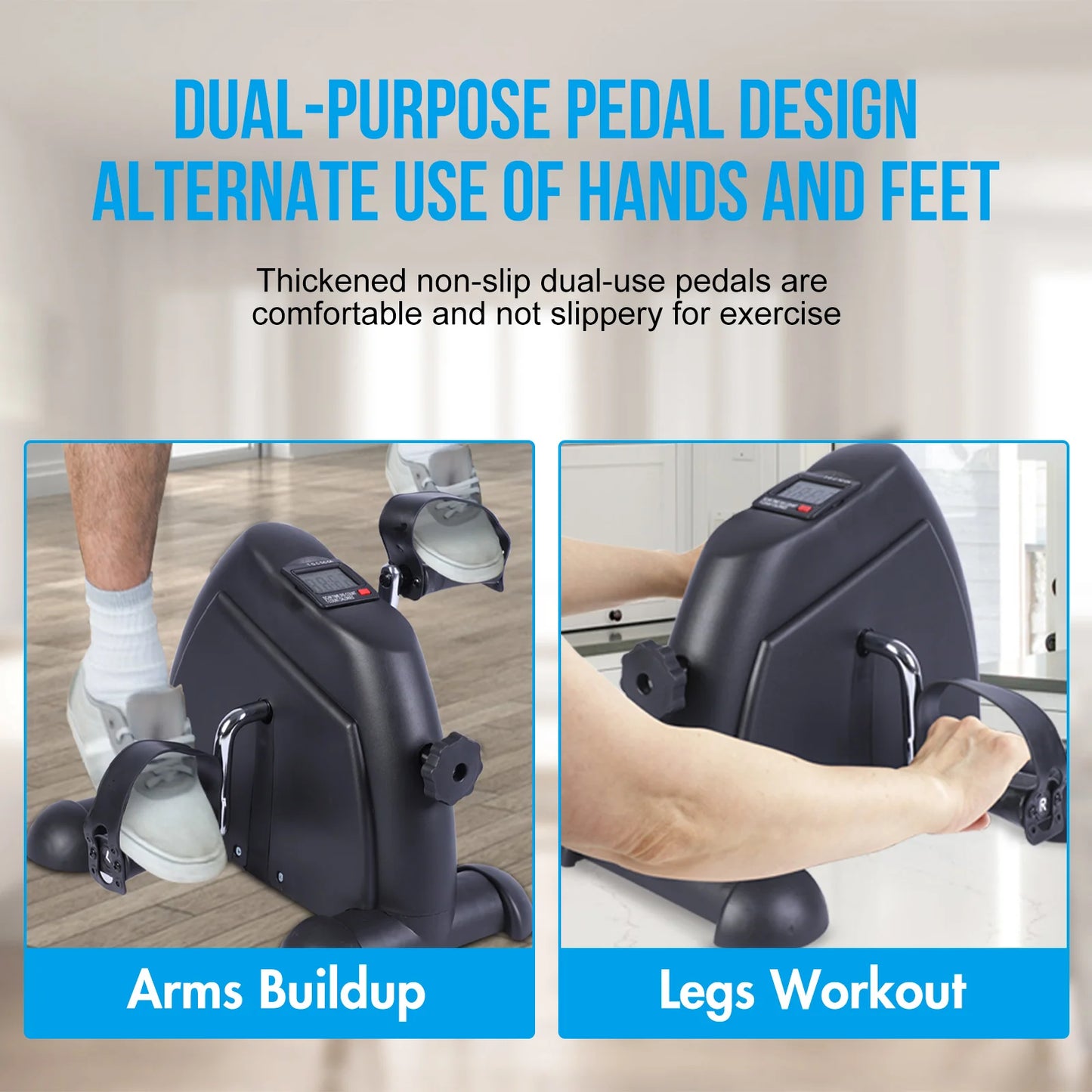 Stepper Exercise Bike LCD Screen Portable Multi-Function Foot Pedal Exerciser Peddler for Leg Arm and Knee Trainer Home Office