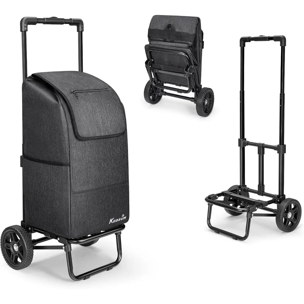 HOME - 2 in 1 Shopping Cart for Groceries, 330 lbs Grocery Cart on Wheels, Foldable Utility Carts with Wheels,