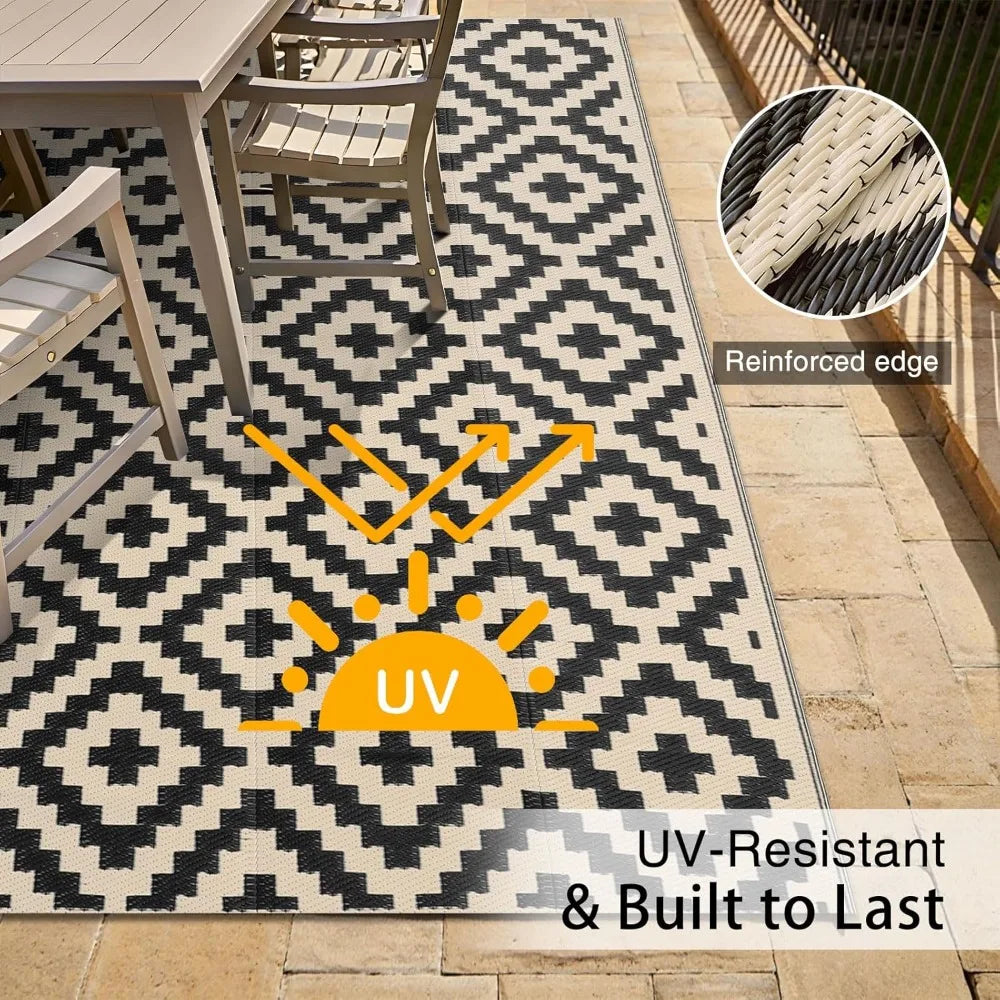 Waterproof Outdoor Rug 5x8 ft, Outdoor Plastic Straw Rug for Camping, RV Mat Outside,  Porch, Deck, Backyard, Balcony, Picnic