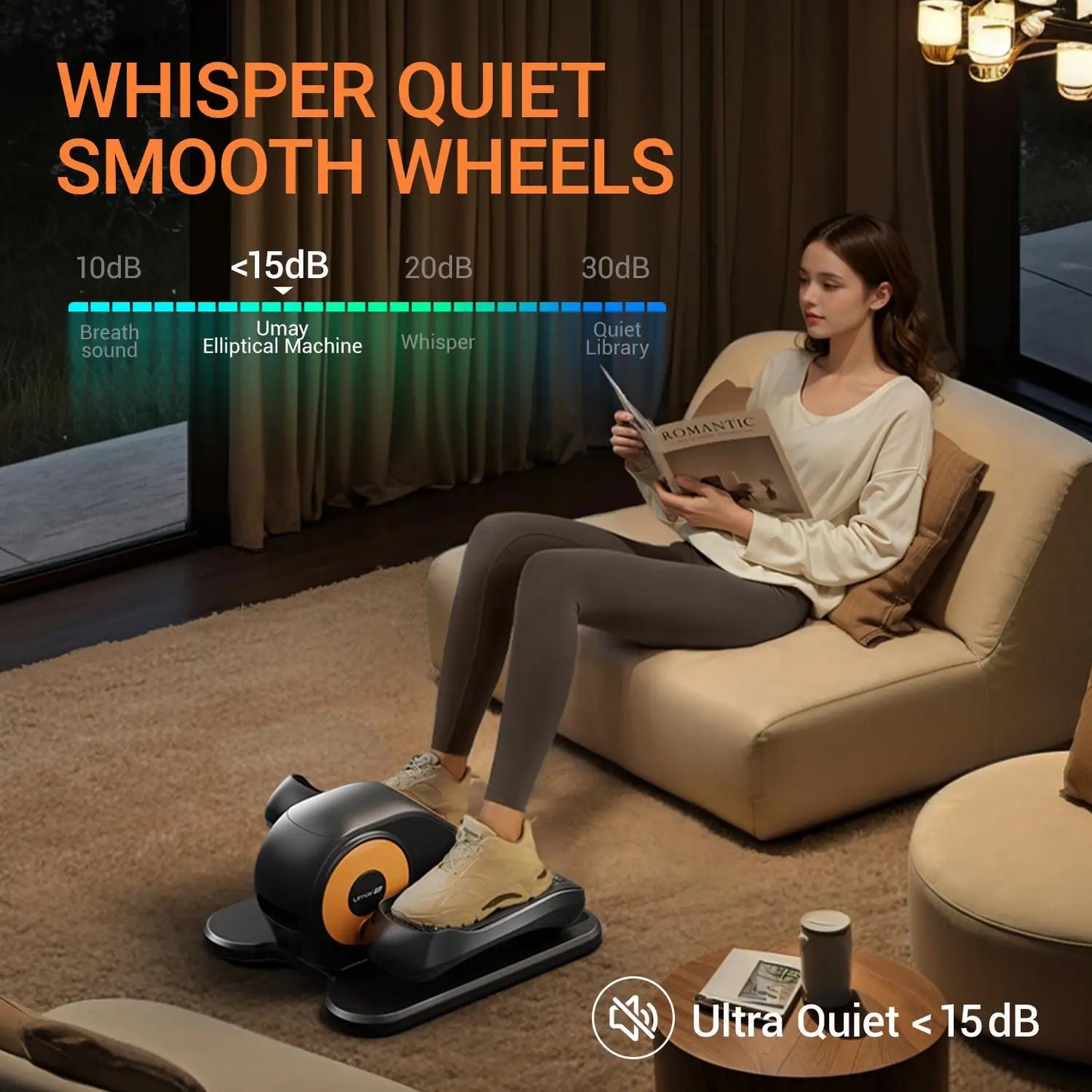Quiet Portable Under Desk Elliptical for Seniors, Electric Seated Leg Exerciser with Remote – Compact Training Machine