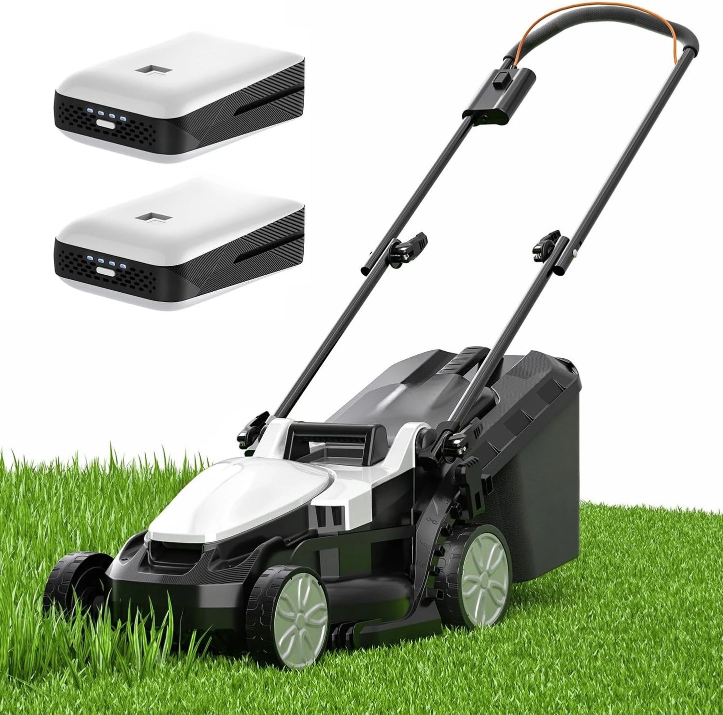 Cordless Lawn Mower 13 Inch, Yard and Farm, Light-Weight with Brushless Motor, 2 x 4.0Ah Portable Battery Included