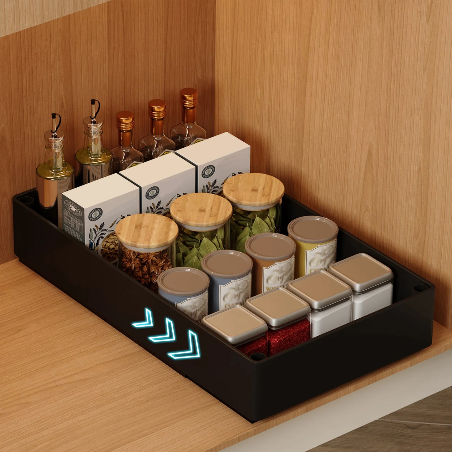 2Pcs Pull-Out Cabinet Organizer – No-Punch Slide-Out Racks for Kitchen, Bathroom, Pantry, and Cabinets, Home Storage Solution