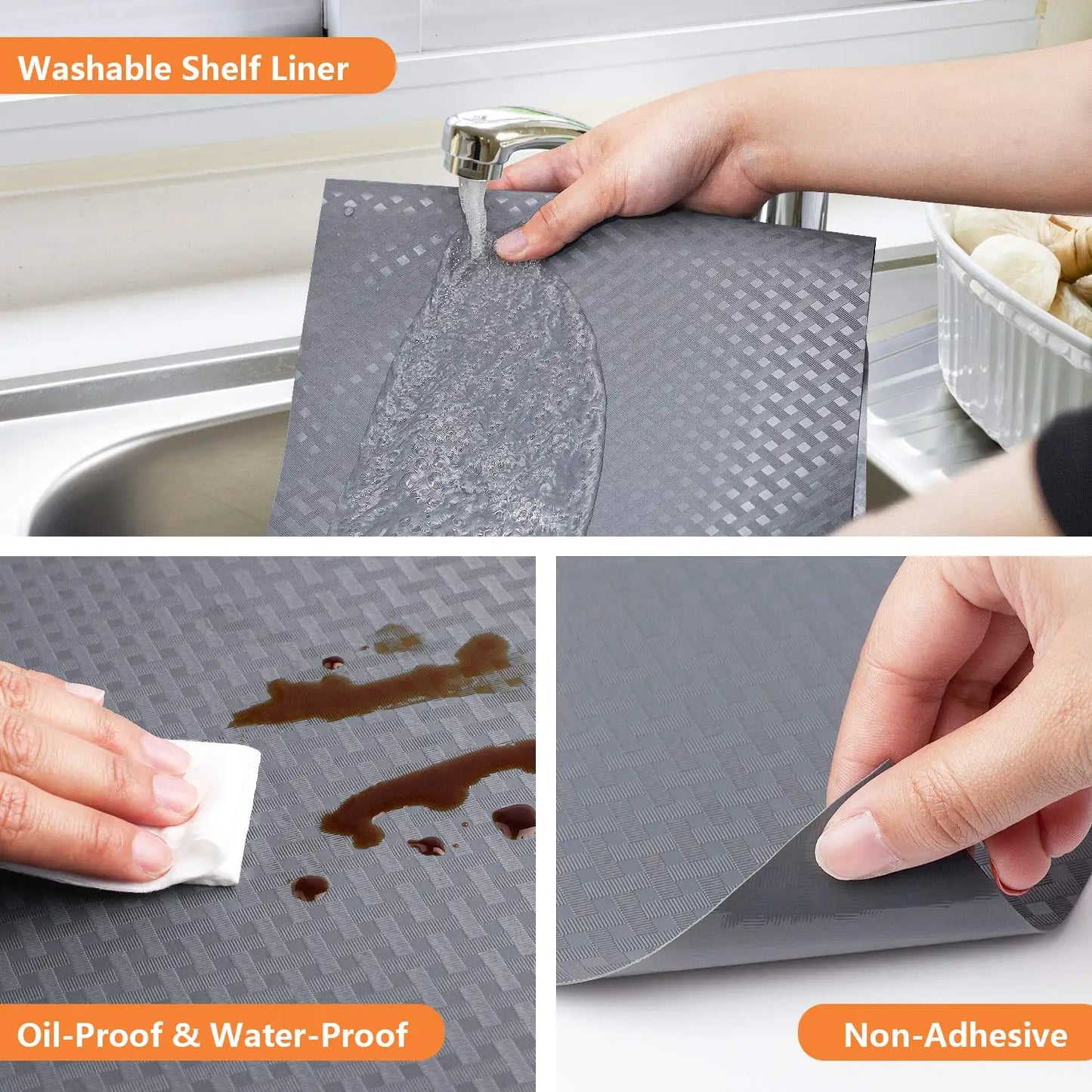 1pc Drawer and Shelf Liner for Kitchen Cabinet Non-Adhesive Non-Slip Waterproof Shelf Liner Easy to Clean for Shelves, Desks
