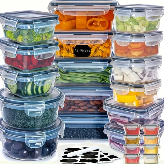 48pcs Leakproof Food Storage Containers Set, BPA-Free Stackable Meal Prep, Easy-Snap Lids, Free Labels & Marker