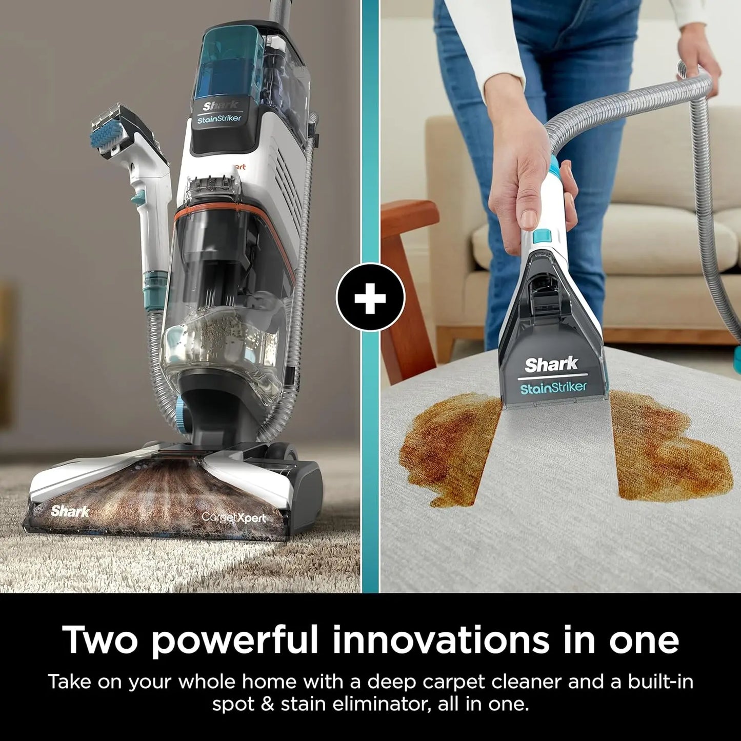 Shark EX201 CarpetXpert Upright Carpet, Area Rug & Upholstery Cleaner with StainStriker, Built-in Spot & Stain Cleaner, Perfect