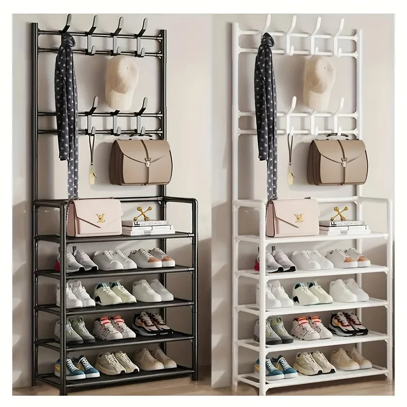 Clothes Hanger Multi-Layer Shoe Rack Doorway DIY Hat And Shoes Shelf Simple Floor-Standing Living Room Organizer Storage Racks