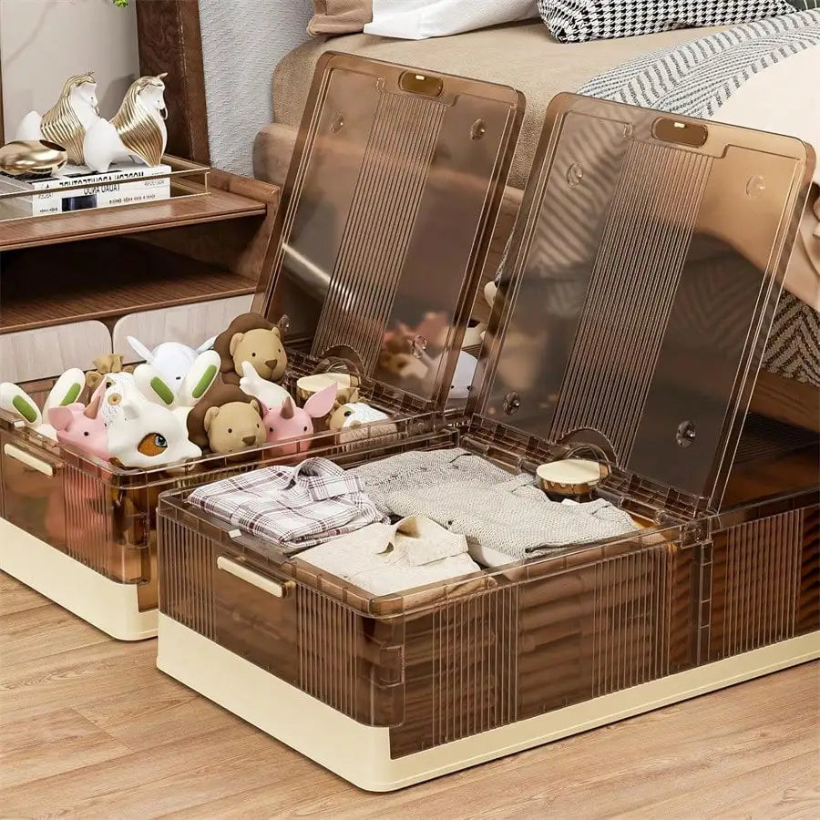 Under Bed Storage,1Pack Stackable Bed Storage With Wheels Installation-Free Under Bed Storage Containers Insect-Proof
