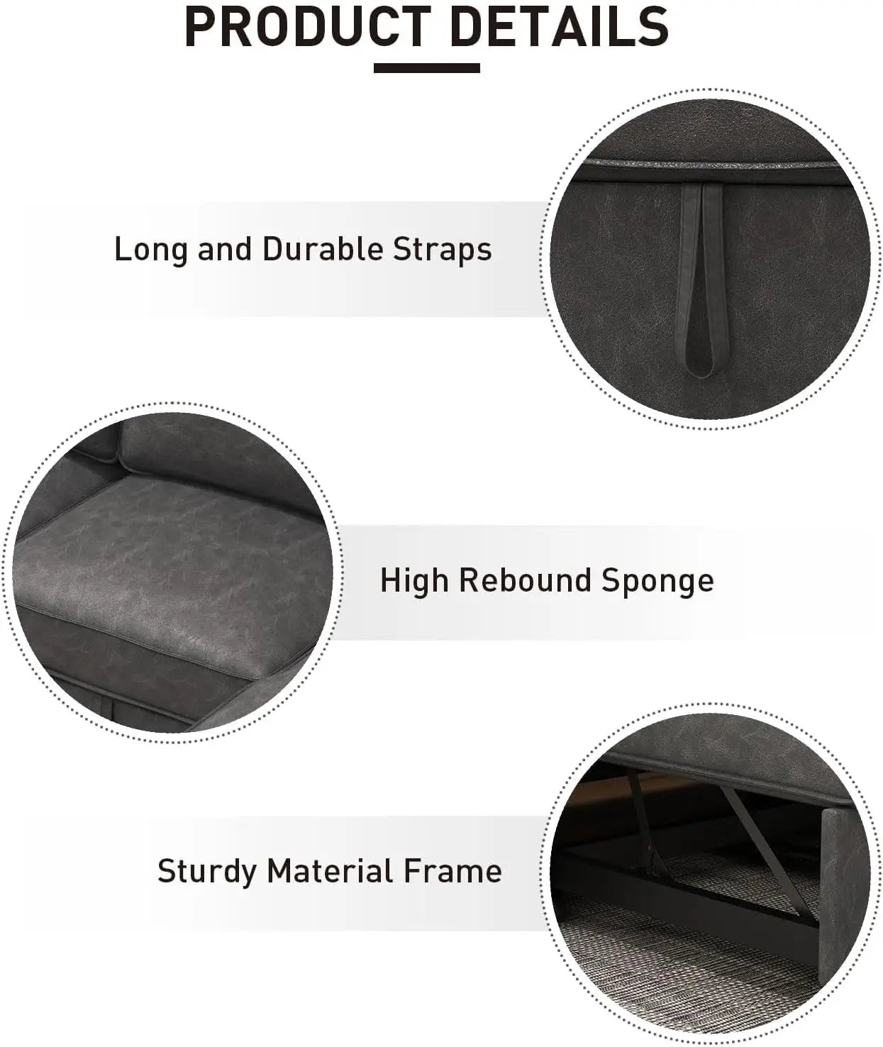 Convertible Sleeper Sofa 3 in 1, Faux Leather Modern L-Shaped Couches for Living Room, Pull Out Sectional Futon Sofa Bed with